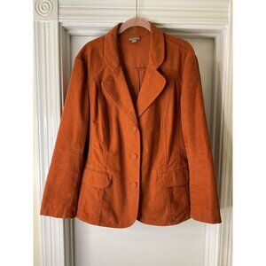 J. Jill Womens Rust Orange Blazer Jacket Size 20W 100% Cotton Shell Button Front